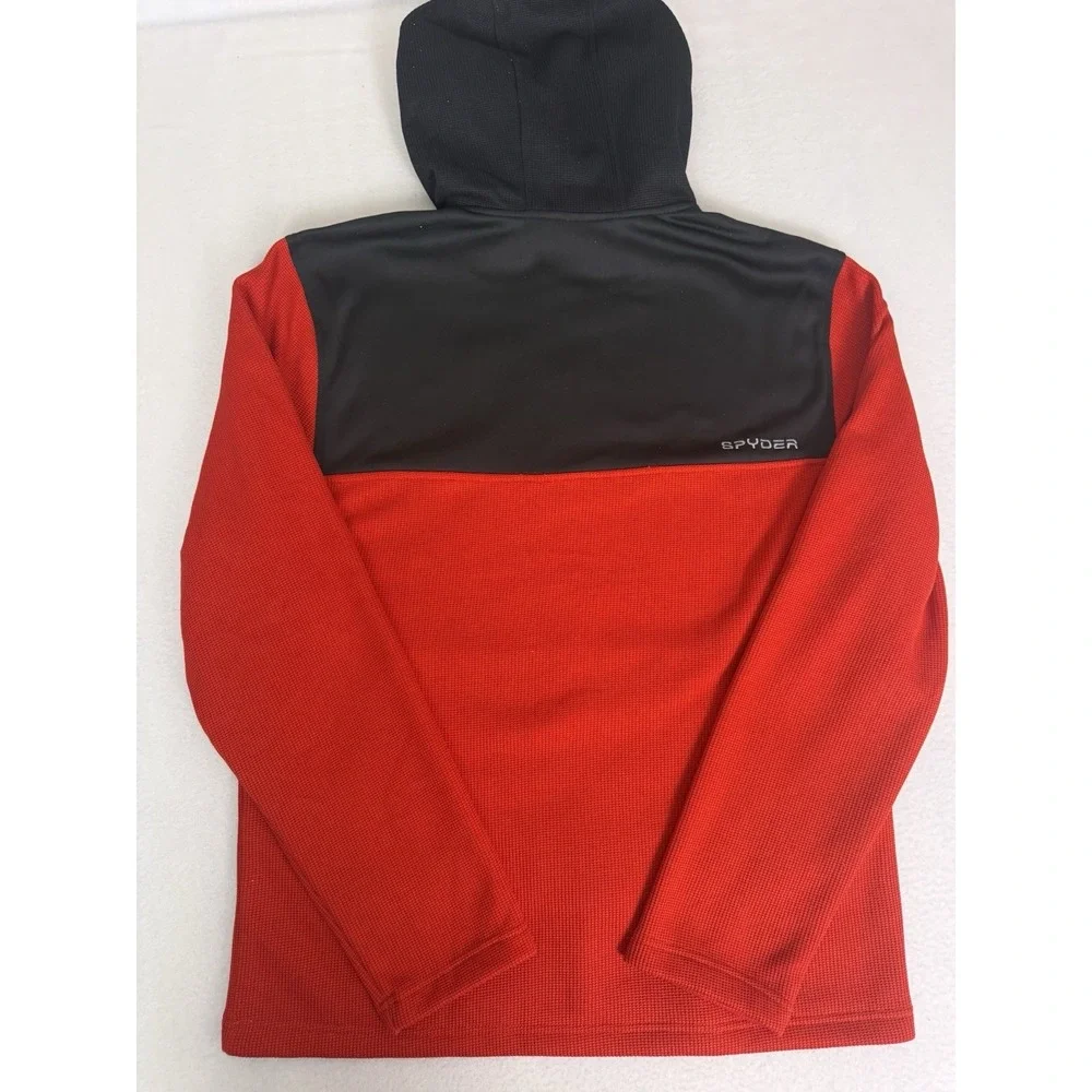 Spyder Men's 1/4 Zip Waffle Knit Hoodie Red/Black Performance Pullover Large NWT